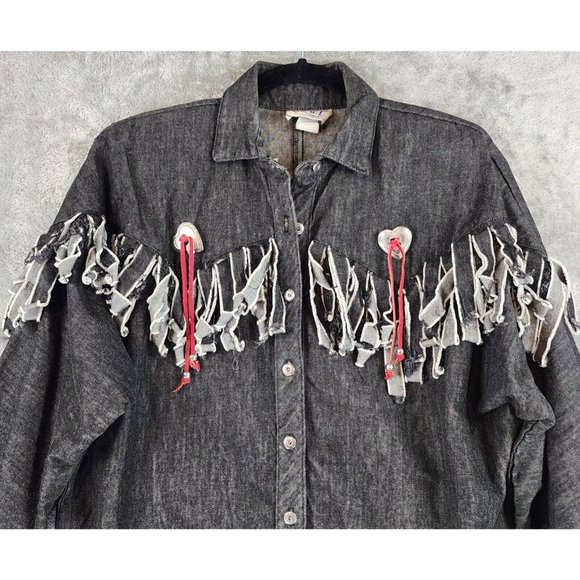 Circle T by Marilyn Lenox Shirt Womens Medium Gray Western Vintage Made In USA - Picture 7 of 12